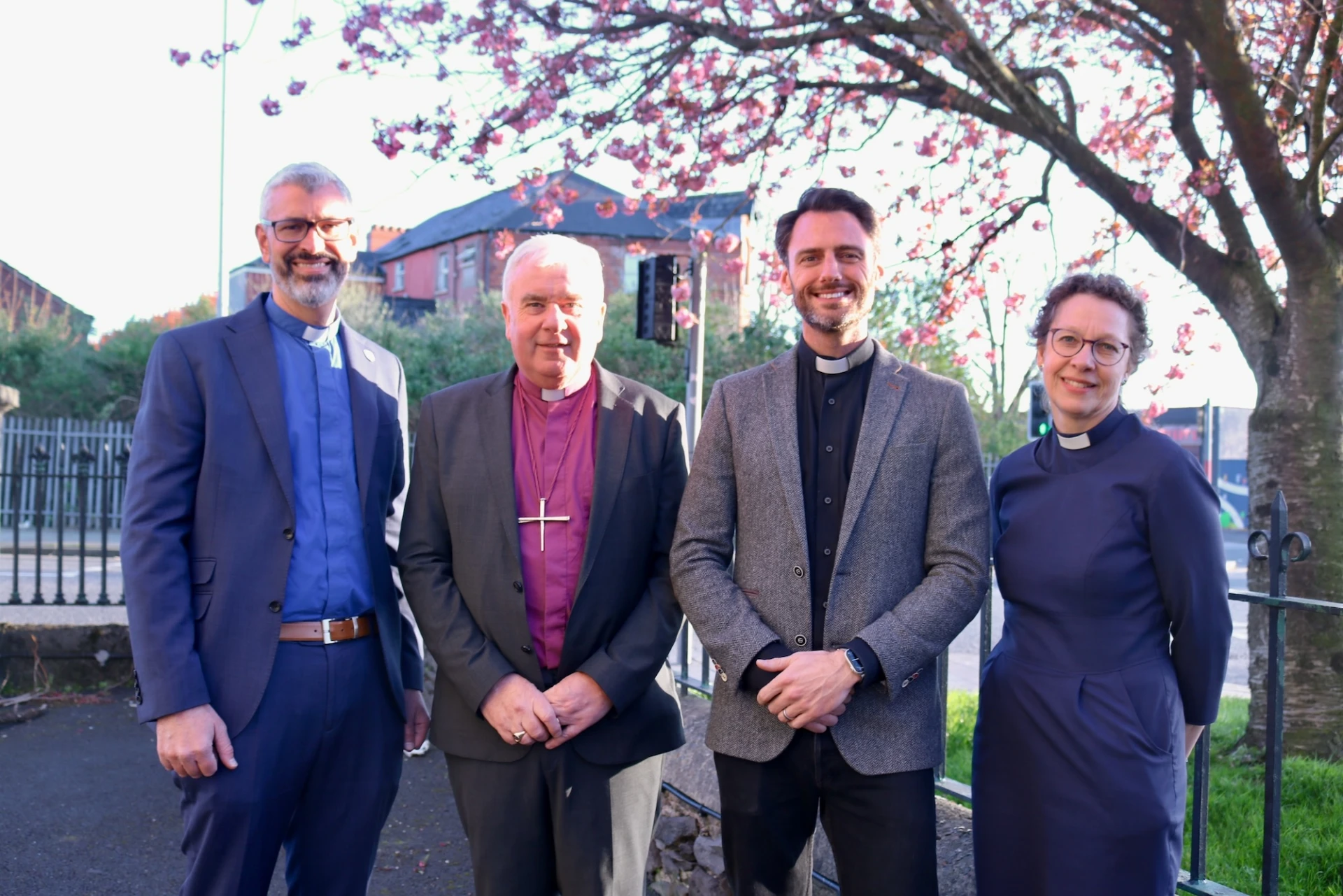 Archdeacon Jim Cheshire, Bishop David, Mike and Canon Helene Steed, Area Dean