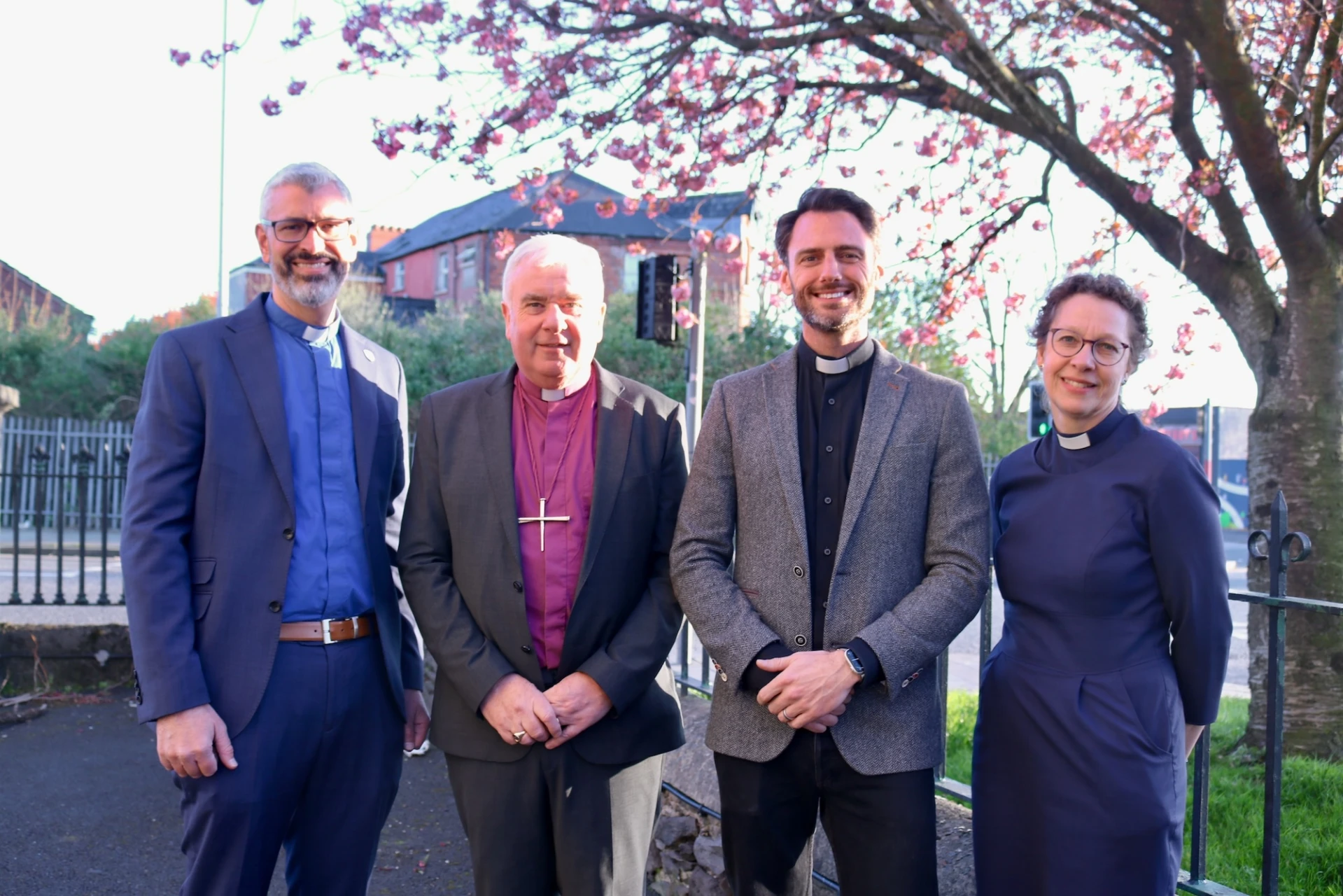 Archdeacon Jim Cheshire, Bishop David, Mike and Canon Helene Steed, Area Dean