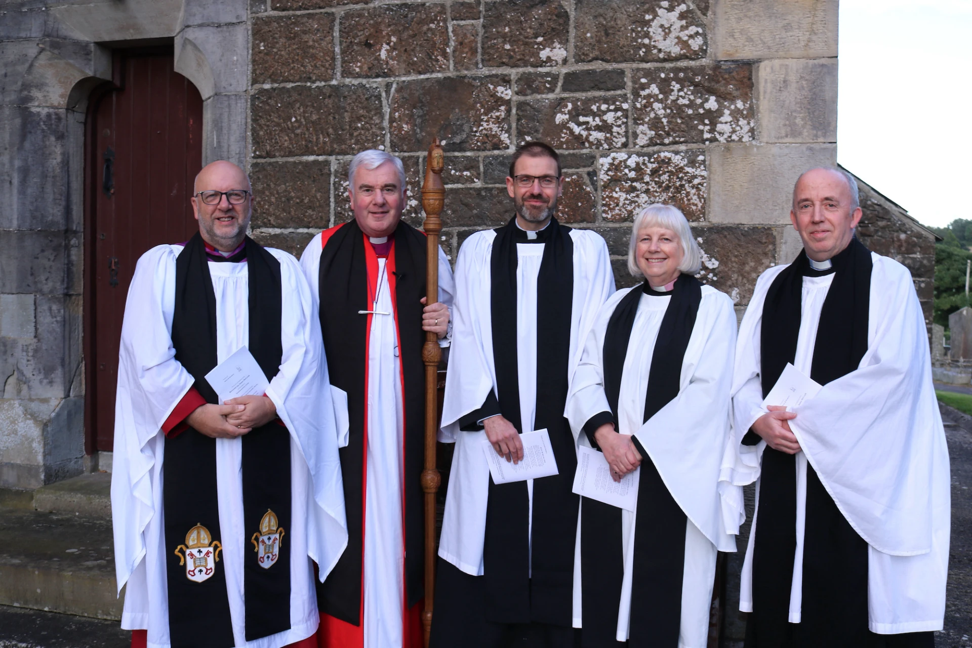 Archdeacon of Dromore, Ven Mark Harvey, Bishop David, Revd Ian McGrath, Revd Sue Bell and Area Dean, Revd Paul McAdam
