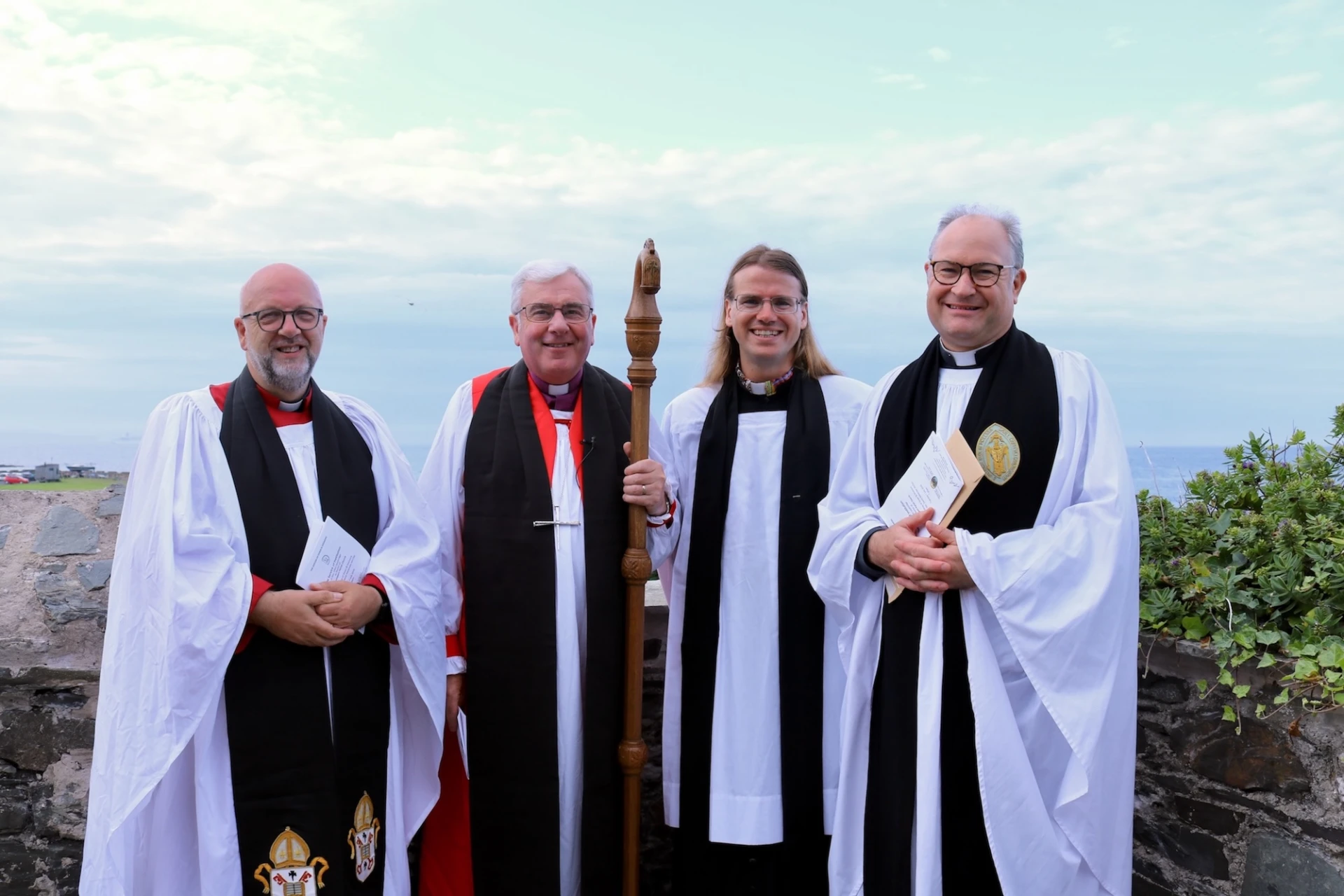 Archdeacon Mark, Bishop David, Revd Elliott Swattridge and Canon Simon Doogan