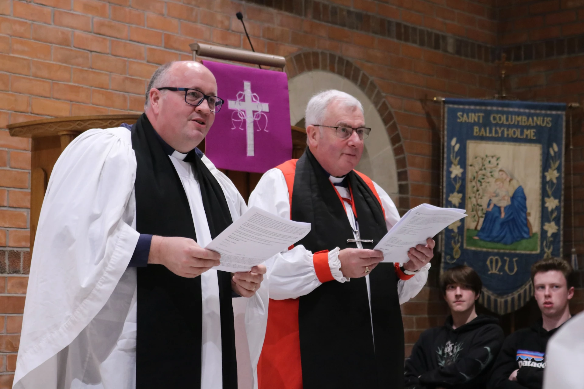 Bishop David is assisted by the Warden of Readers, Revd Willie Nixon