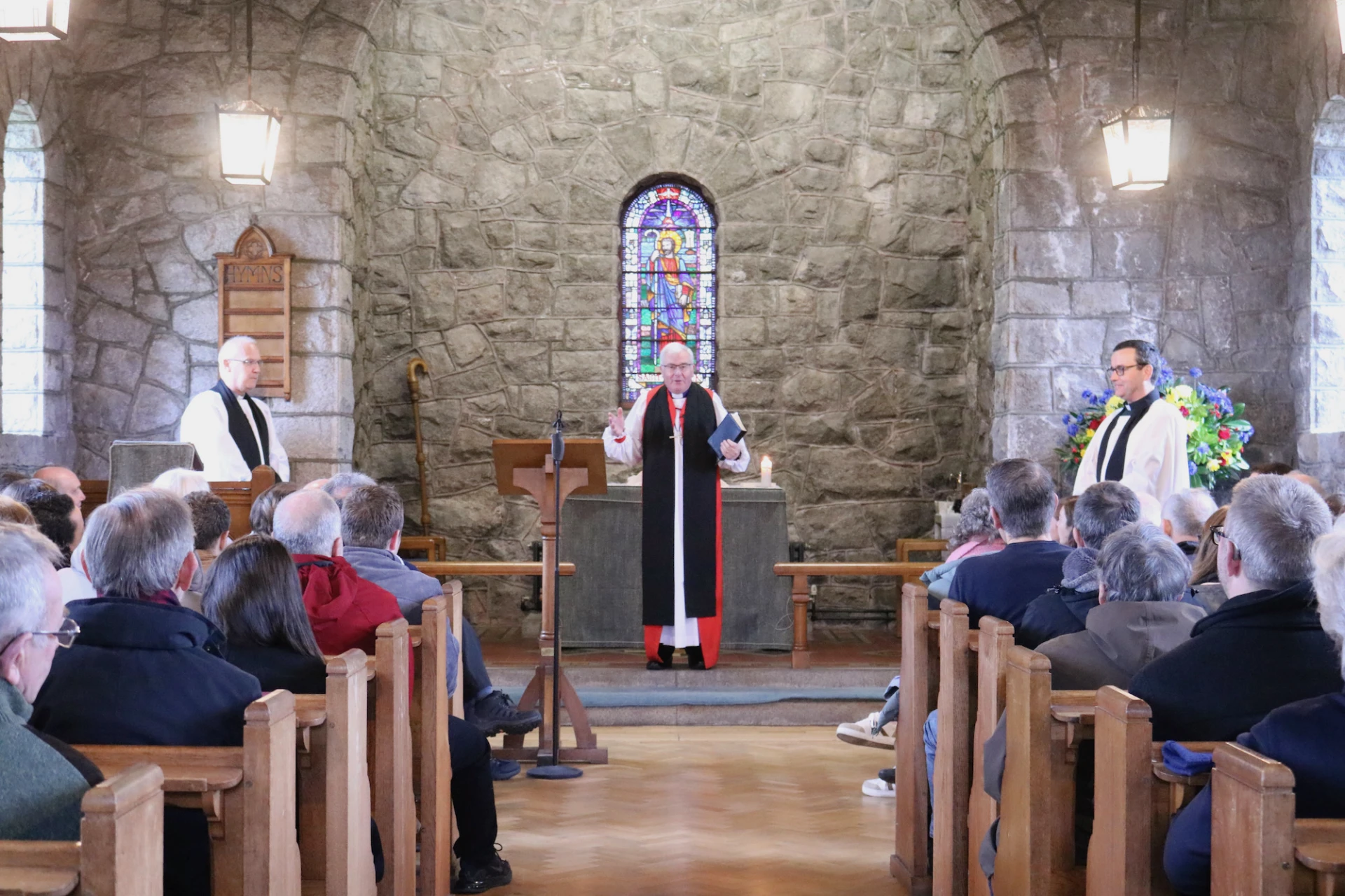 Canon Maurice Elliott, Bishop David and Dean Henry Blair at Saul