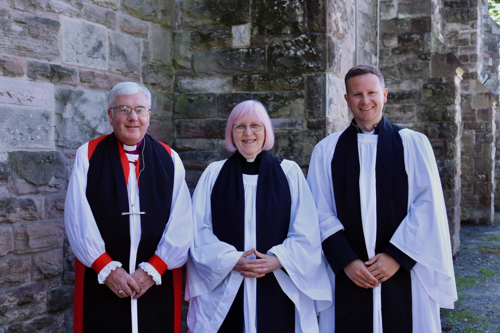 Melanie with Bishop David and the preacher, Revd Rory Blake-Knox