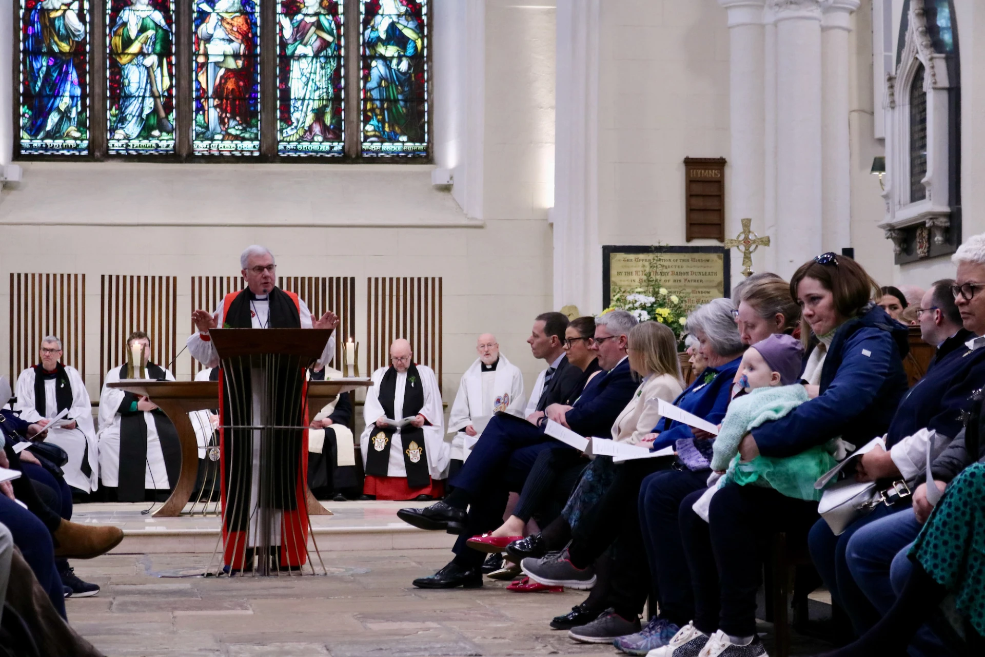 Bishop David welcomes the congregation at Down Cathedral
