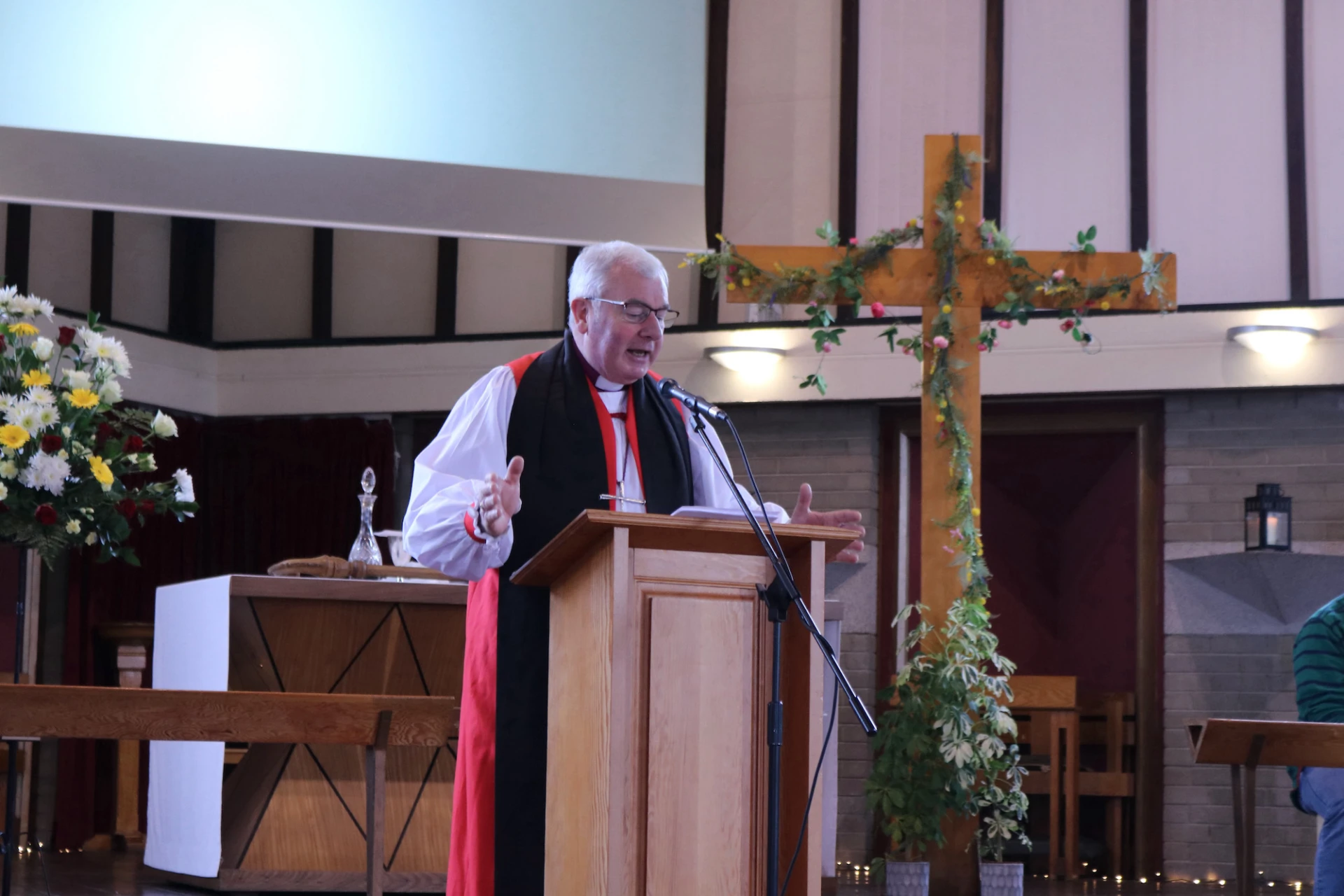 Bishop David leads the service