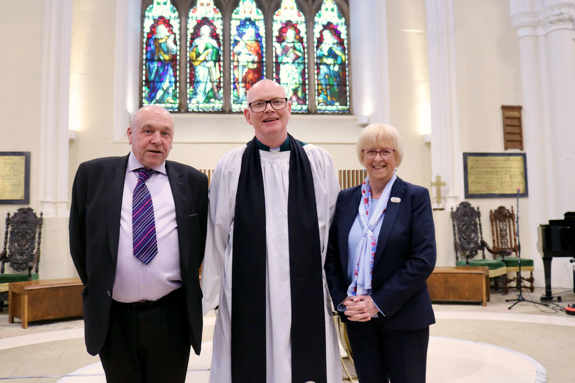 Canon Ken with his Churchwardens Philip and Maggie