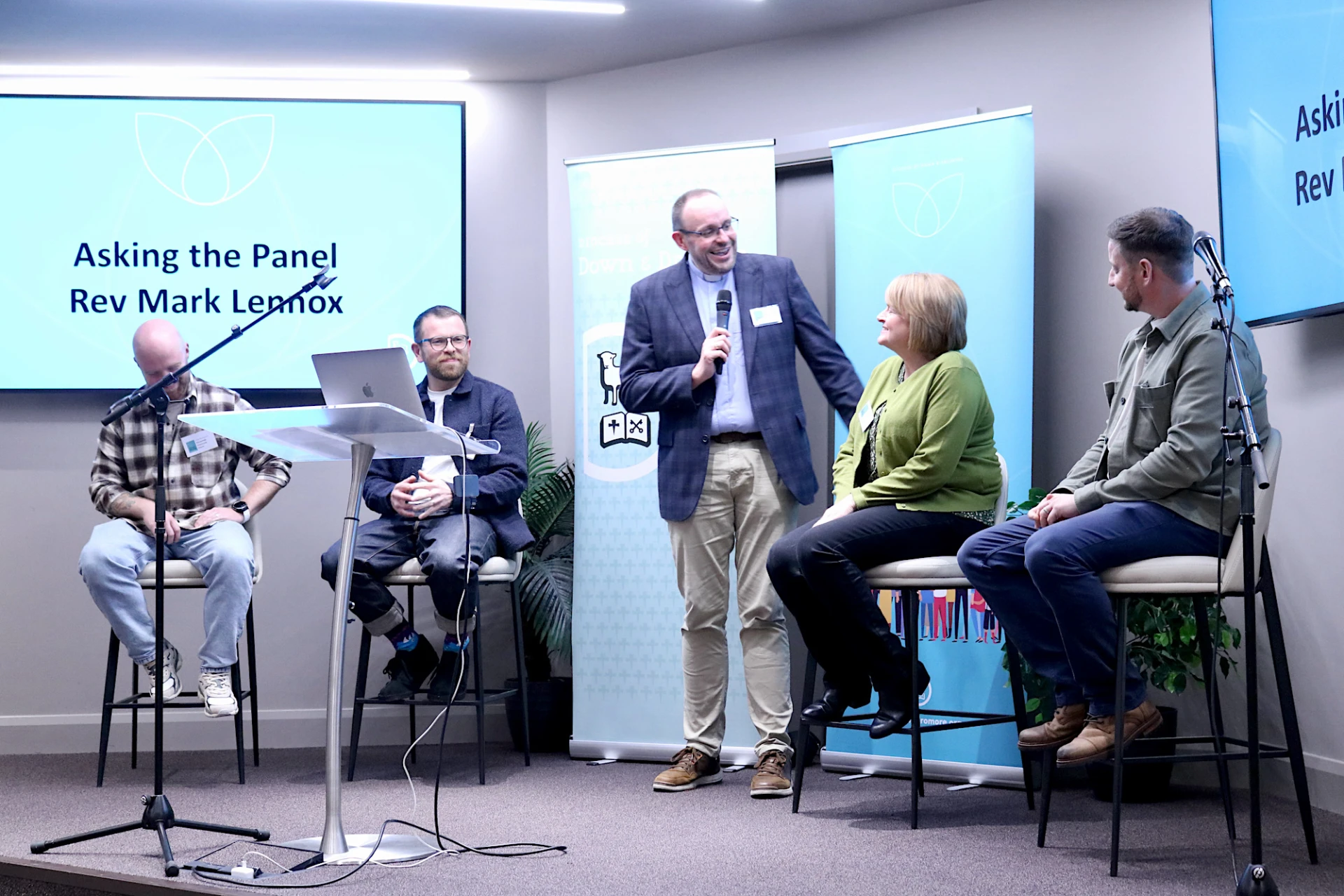 Revd Mark Lennox interviews the panel