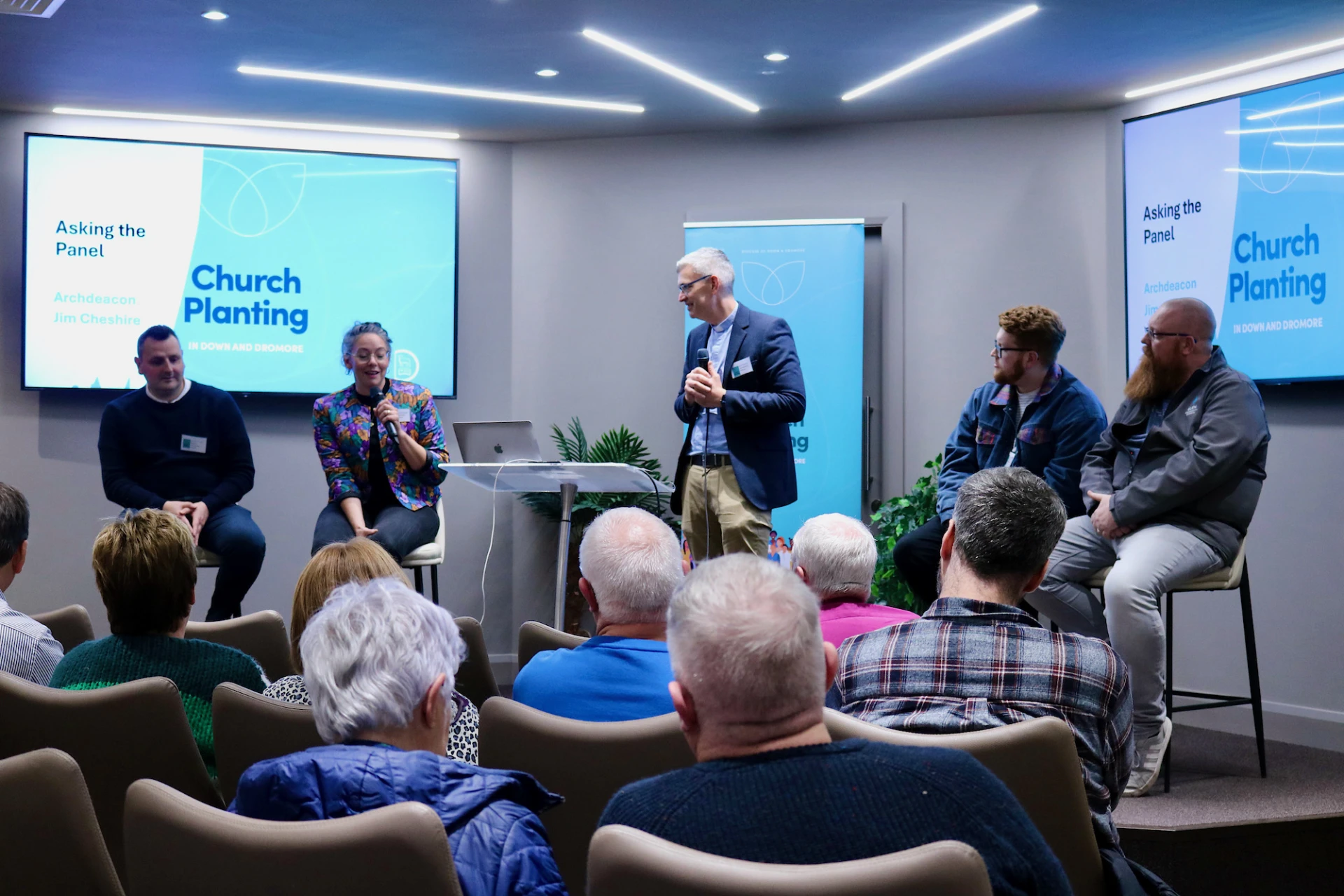 Panel: Revd James Crockett (braniel), Lorraine Brimmage (Castlewellan), Andrew McCaw (The Gathering) and Paul Hawkins (Glen Community Church)