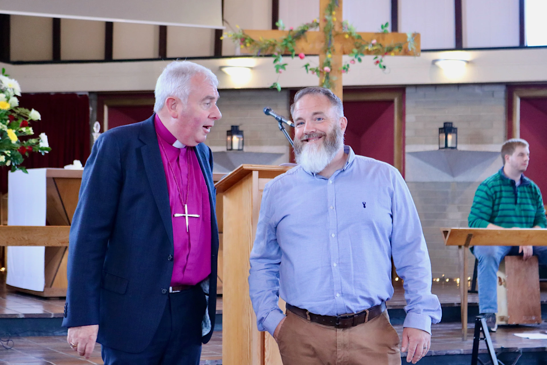 An informal moment before the service