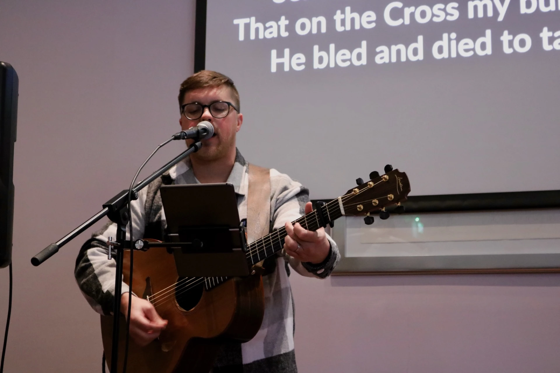 James Turner (Connor) leads worship