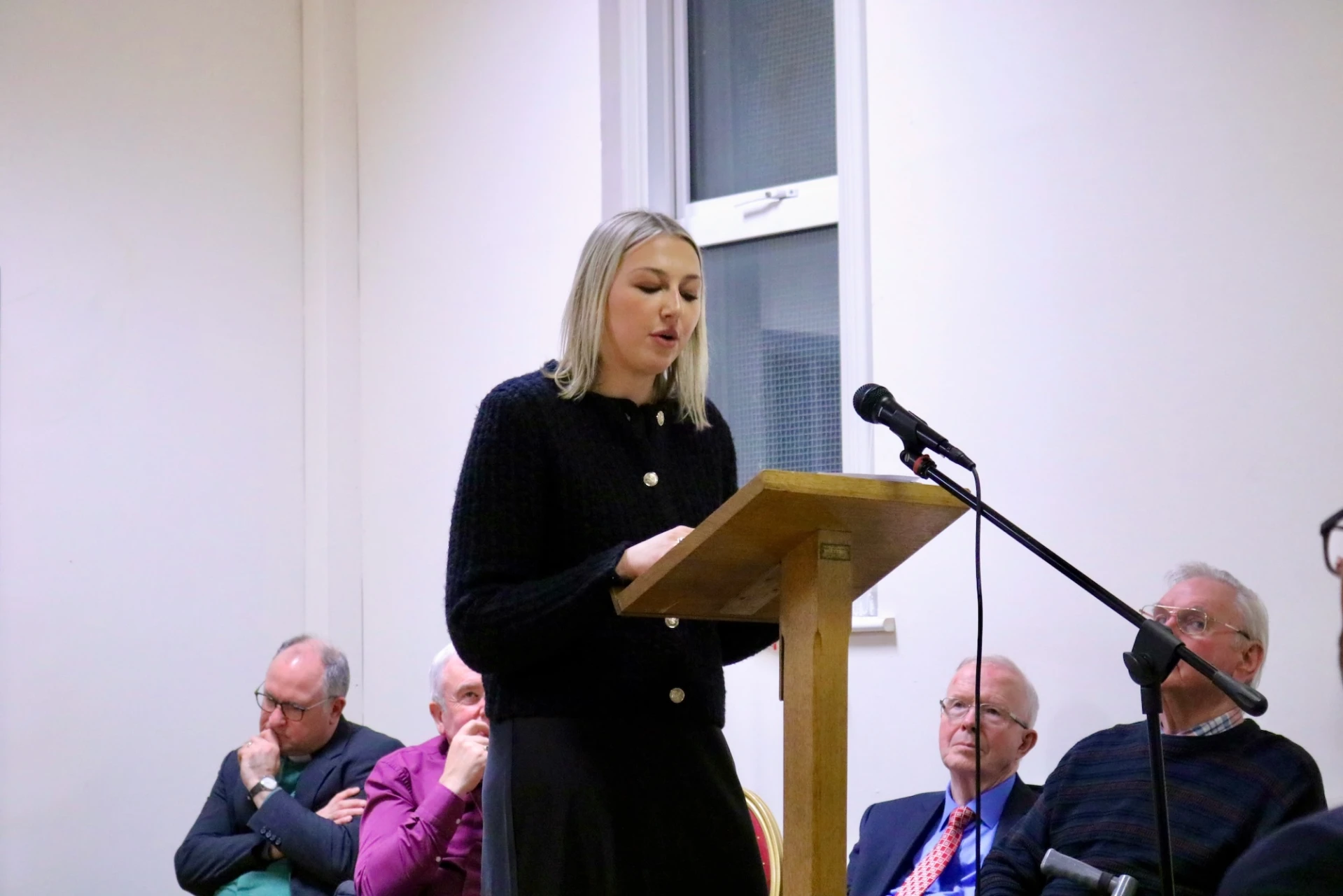 Jessica McCarroll speaks on behalf of Mike