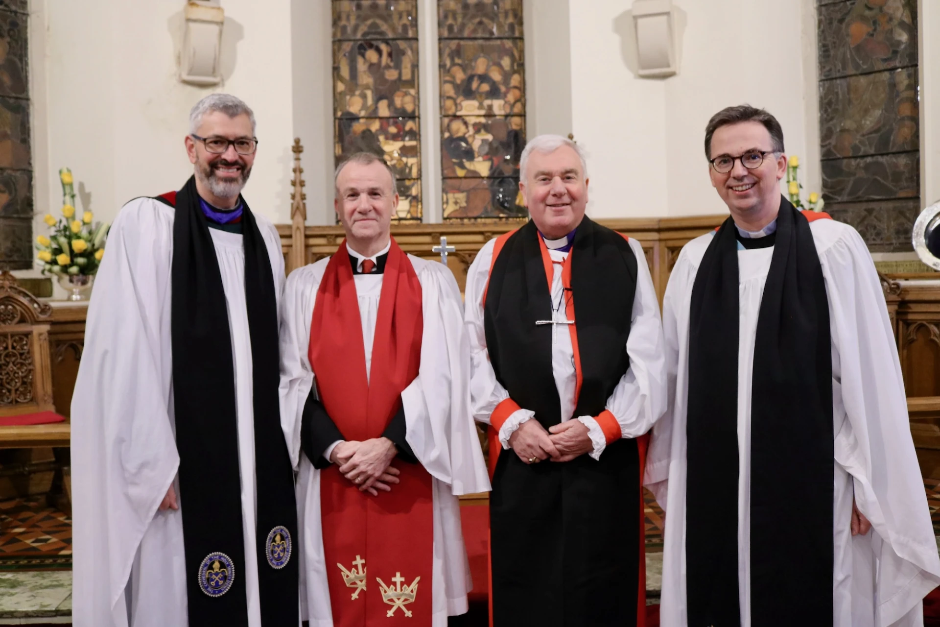 Archdeacon Jim Cheshire, Capt George Newell, Bishop David and Area Dean, Canon Stanley Gamble