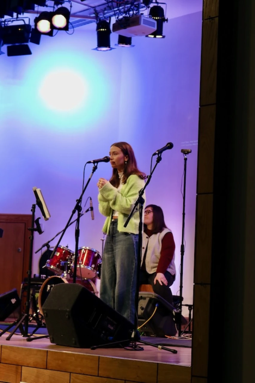 The band leads us in worship