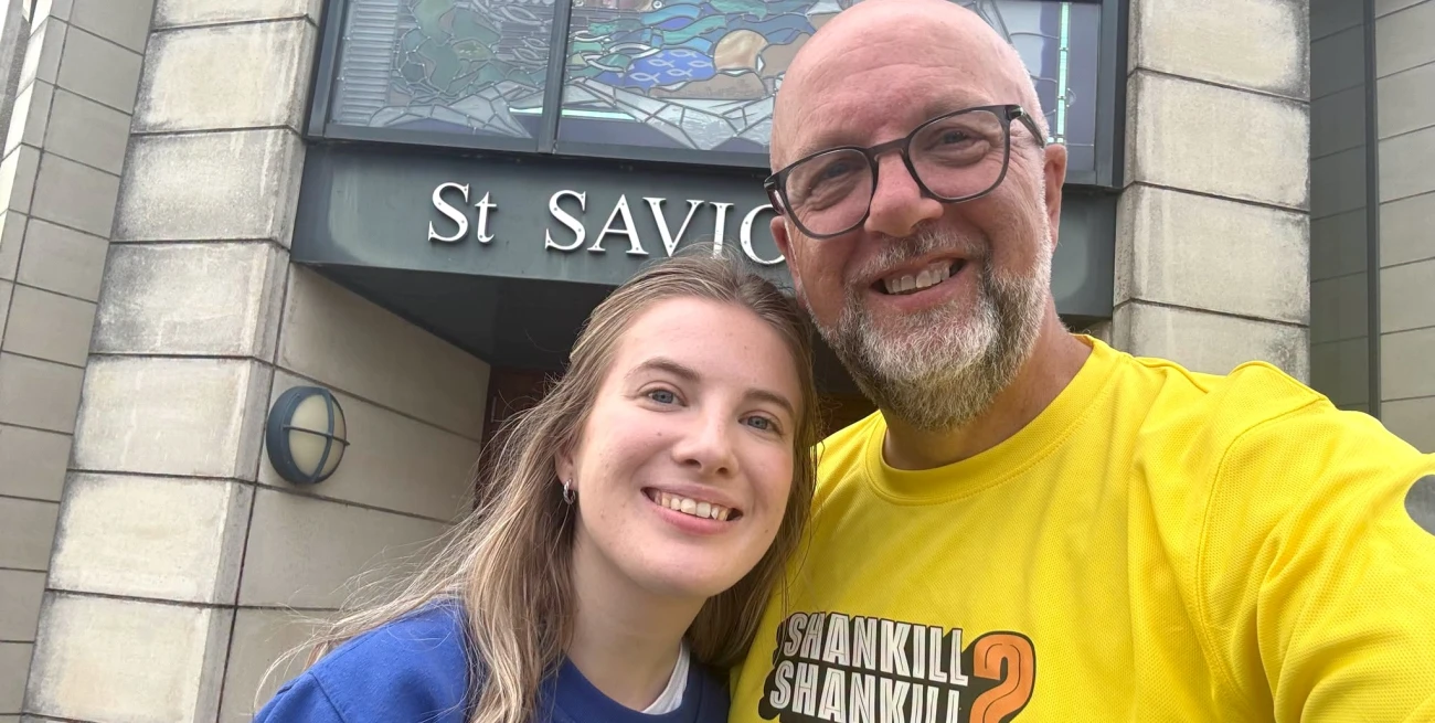 Mark with his daughter Lydia at St Saviour's Dollingstown
