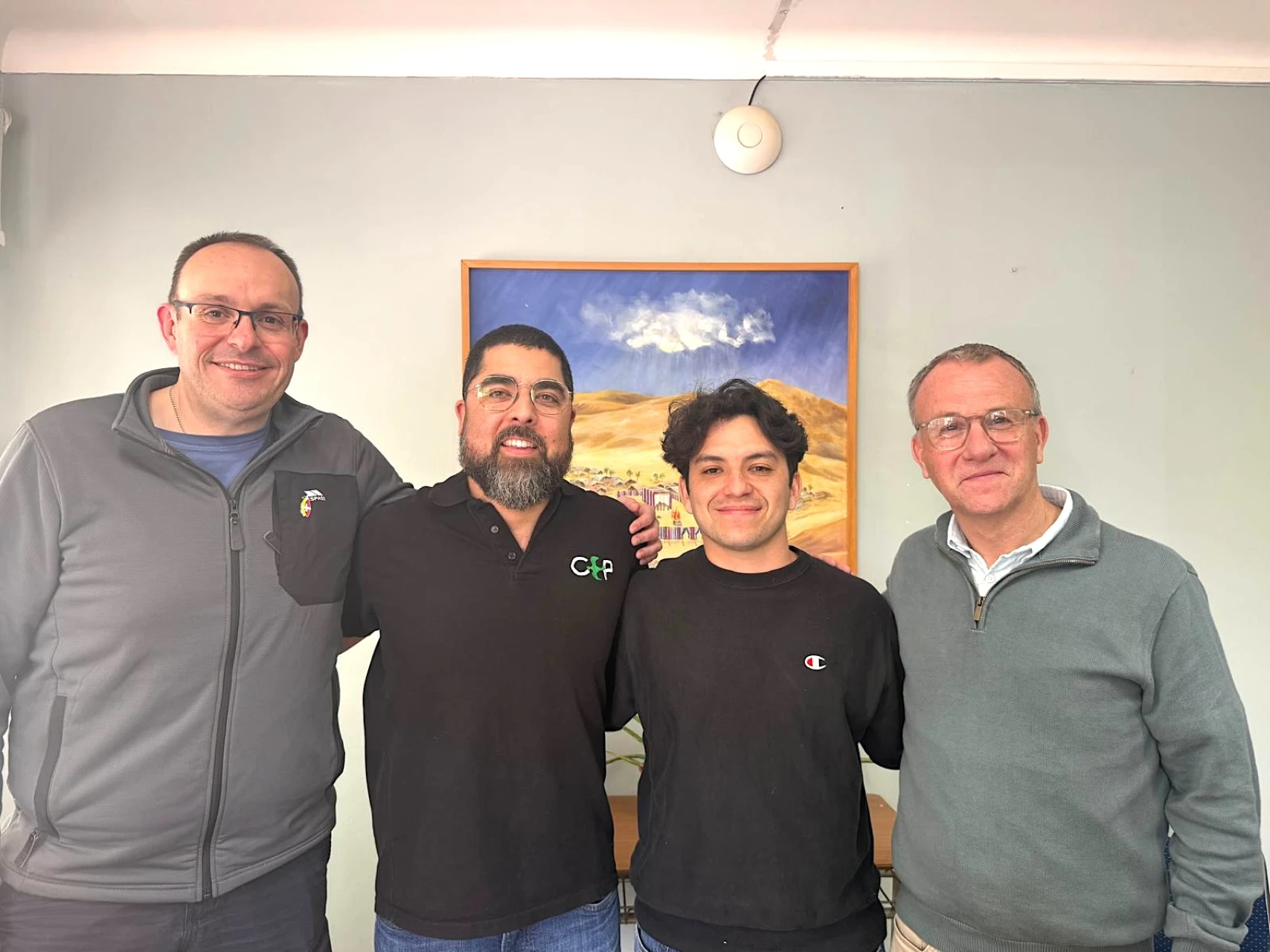 Mark, Max and George with ministry student Joaquin Cortes. Joaquin is being supported by some churches in Down and Dromore