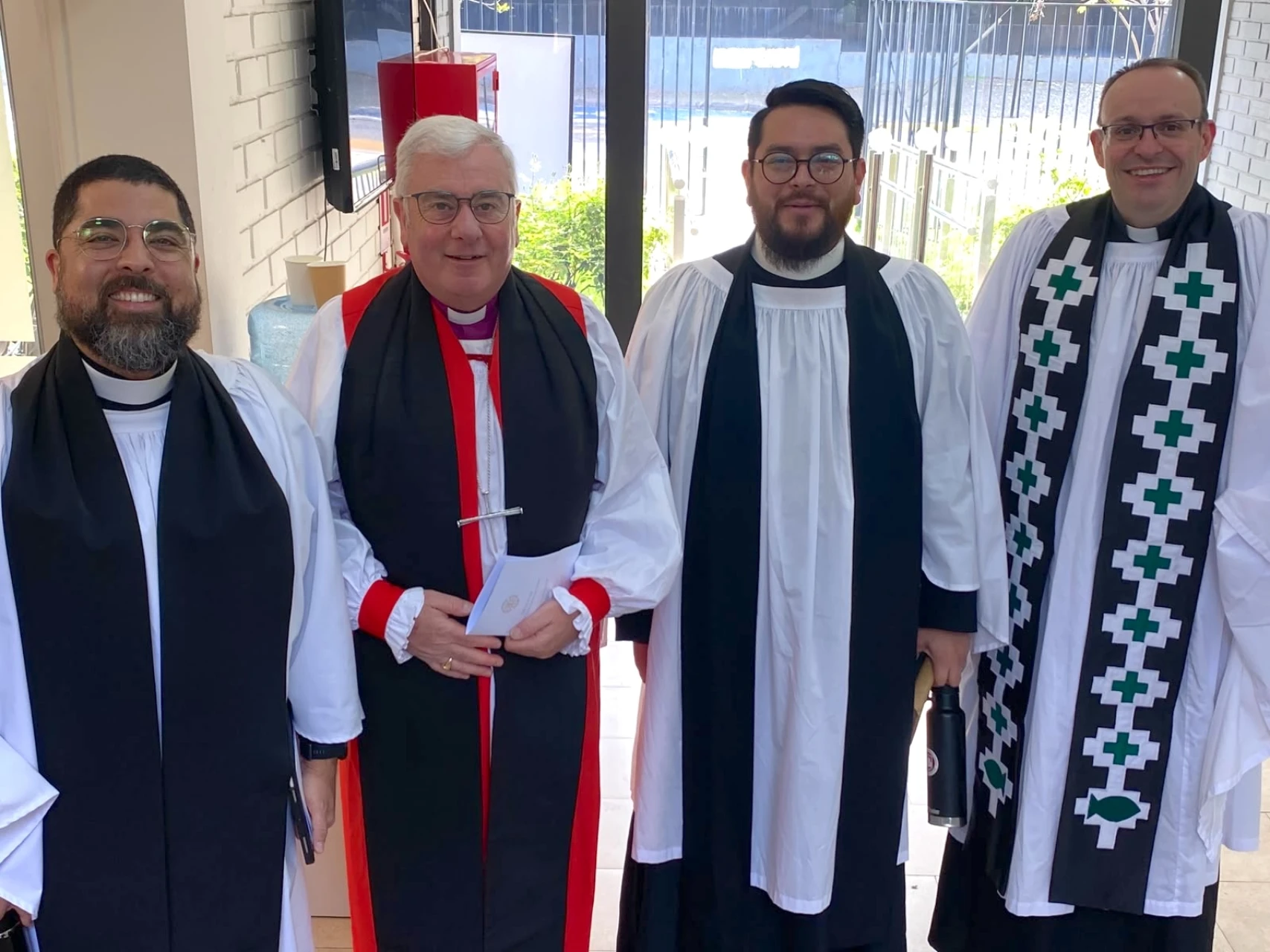 Revd Max Diaz, Bishop David, Revd Diego Torrealba and Revd Mark Lennox