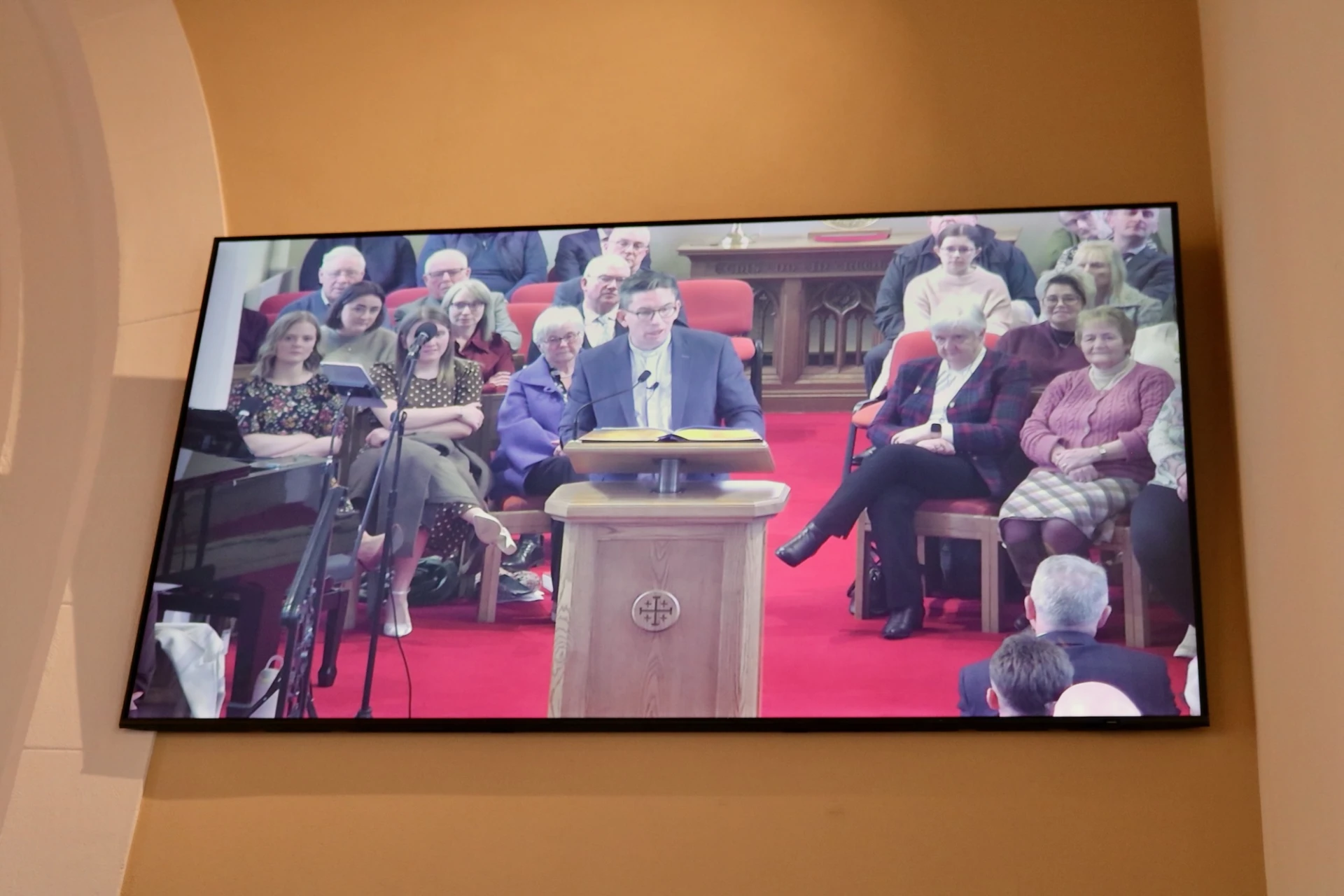 New AV system installed (choir seated behind the rector)
