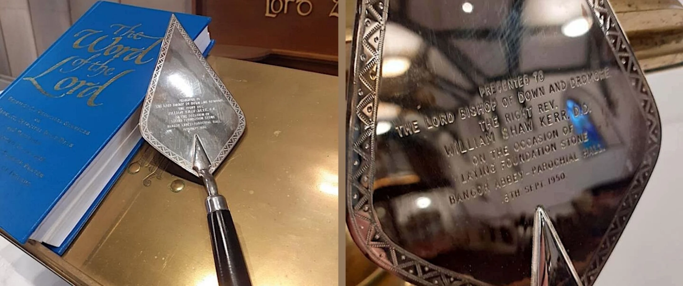 Bishop handed a silver trowel!