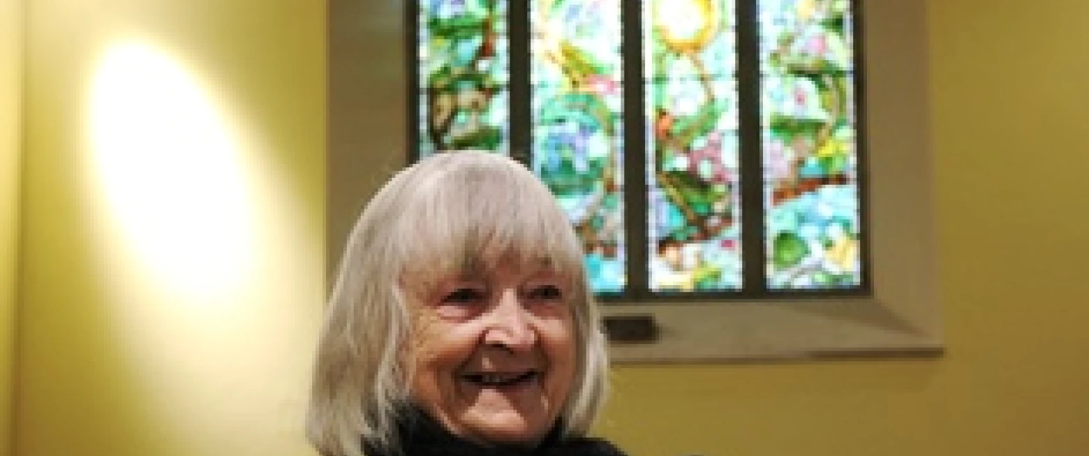 Artist visits her stained–glass window 53 years later