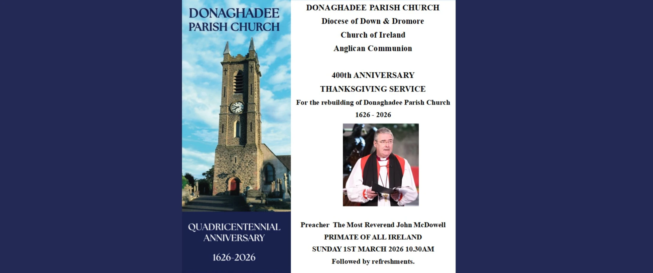 Donaghadee Parish Church to celebrate 400th Anniversary