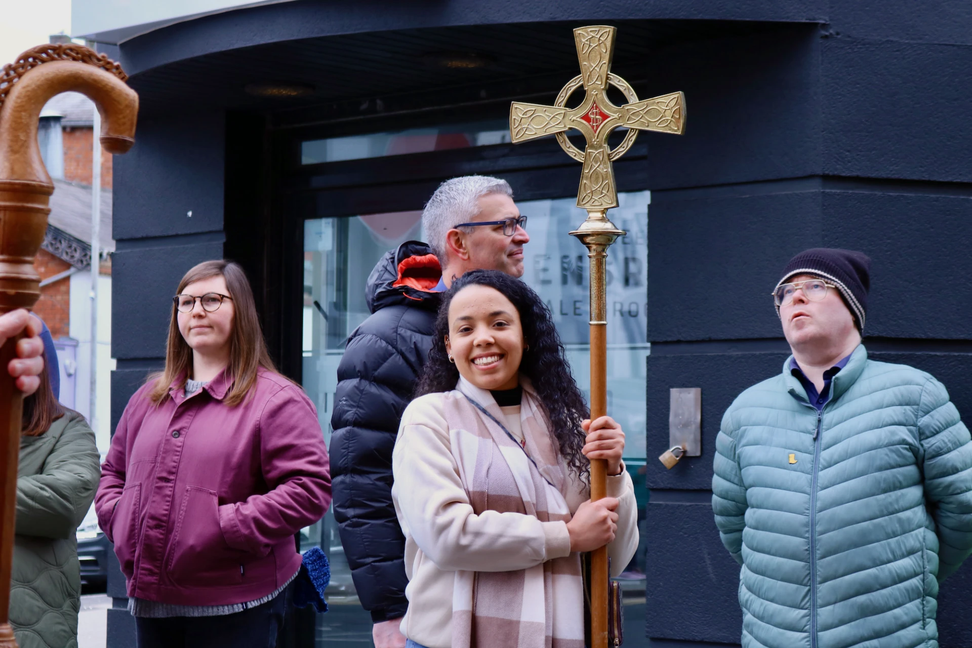 One of our young pilgrims carries the cross