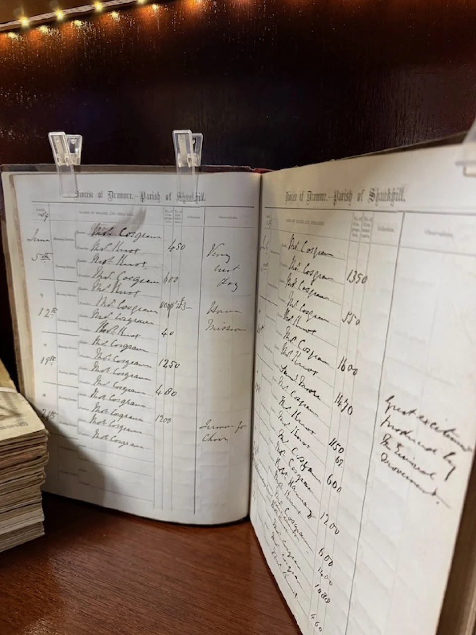 Preacher's book open at July 1859