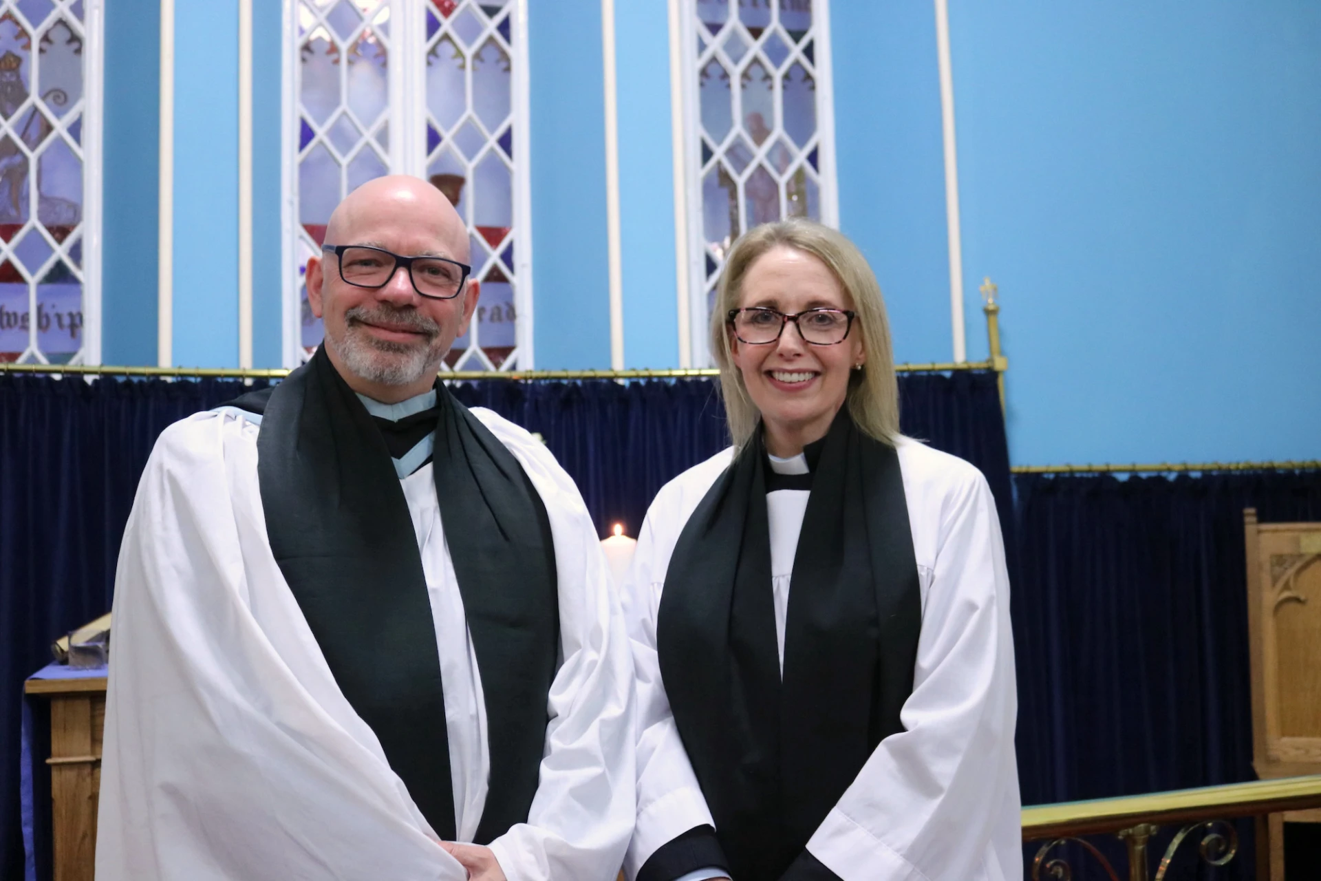 Elaine with her training rector and preacher, Revd Clive Atkinson