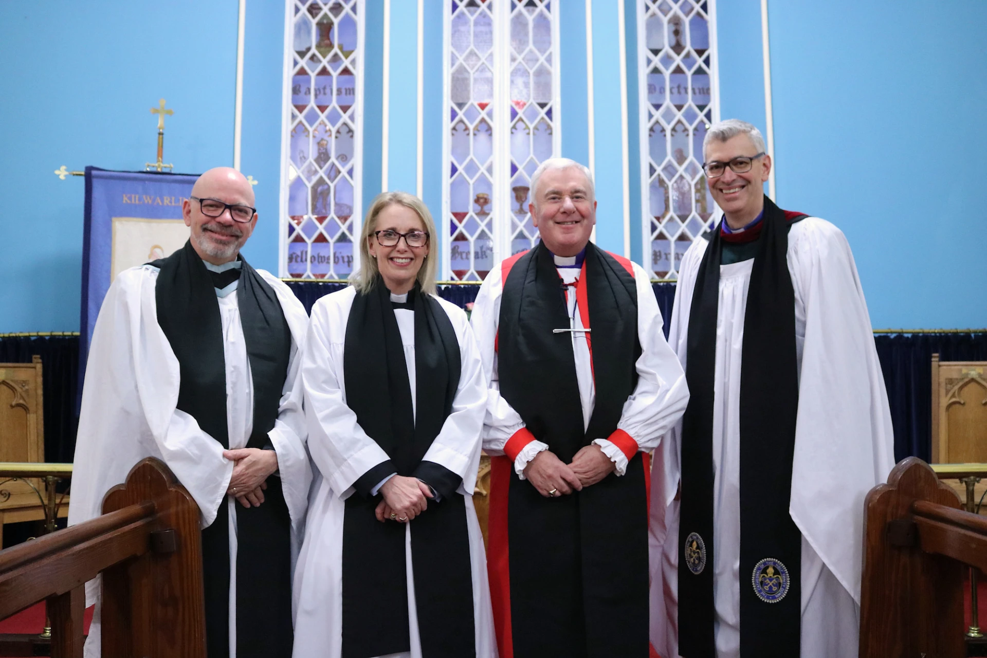 Revd Clive Atkinson, Revd Elaine Pentland, Bishop David and Archdeacon Jim Cheshire
