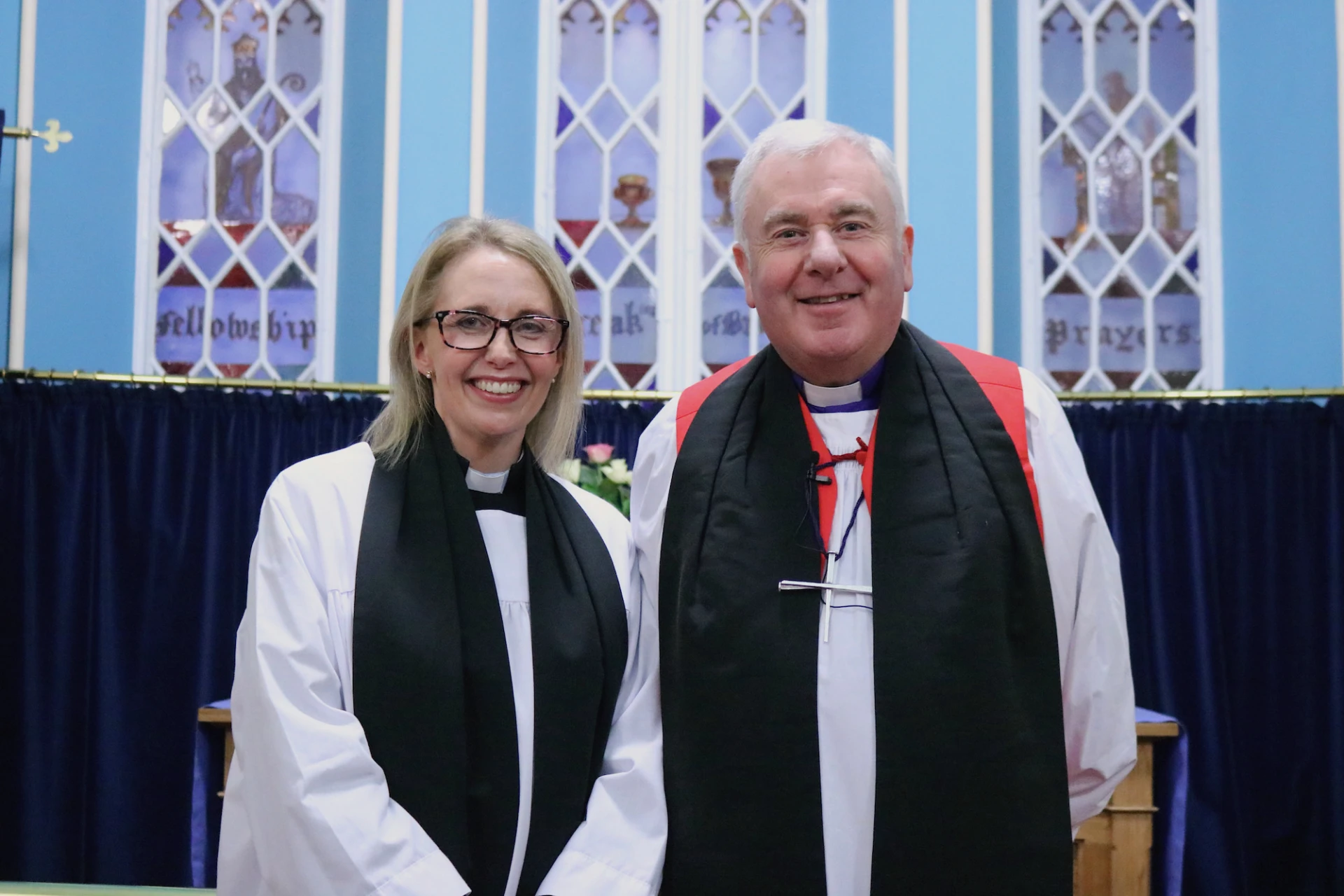 New Priest-in-charge, Revd Elaine Pentland and Bishop David