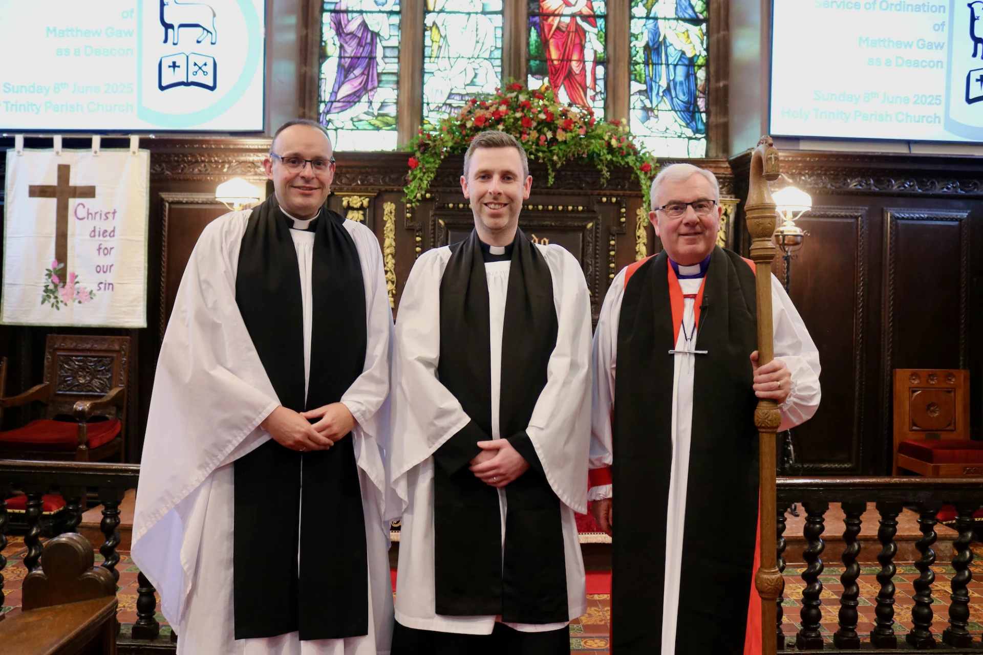 Revd Mark Lennox (rector), Matthew, and Bishop David