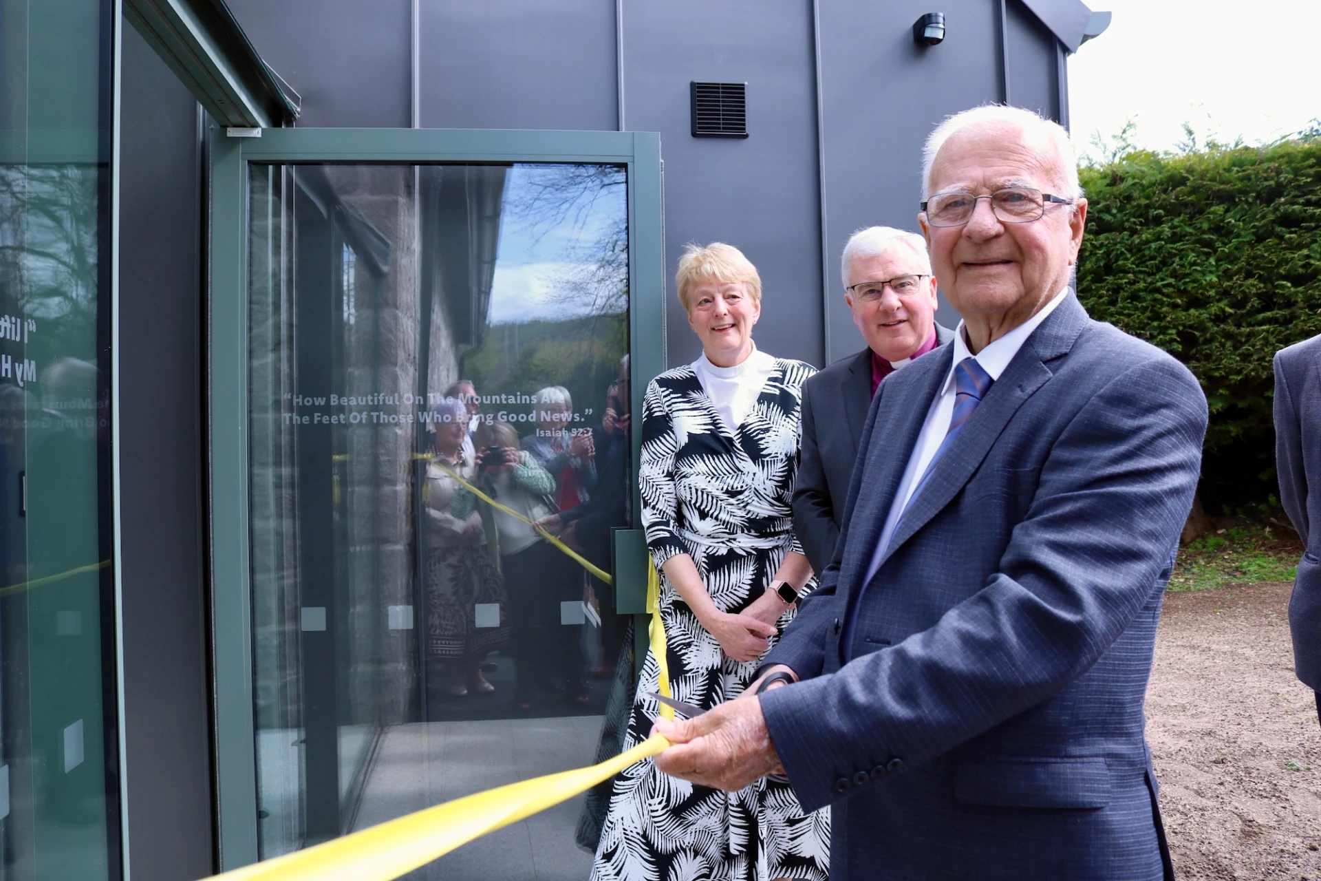 Ribbon cut by parishioner Mr George Hanna