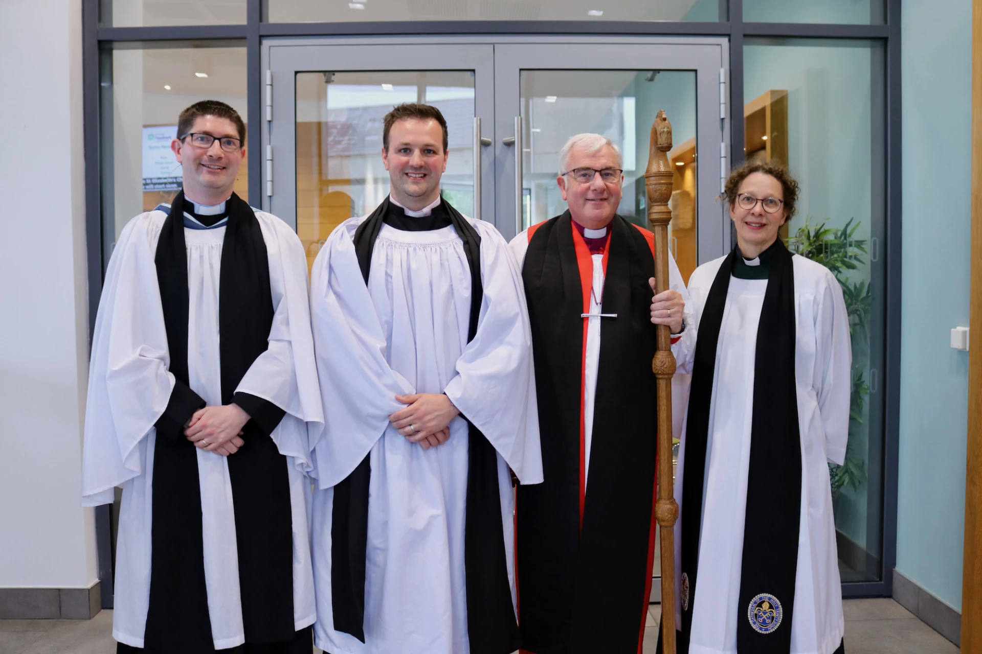 Revds Richard Balmer, Ross Mungavin, Bishop David and Canon Helen Steed (Area Dean)