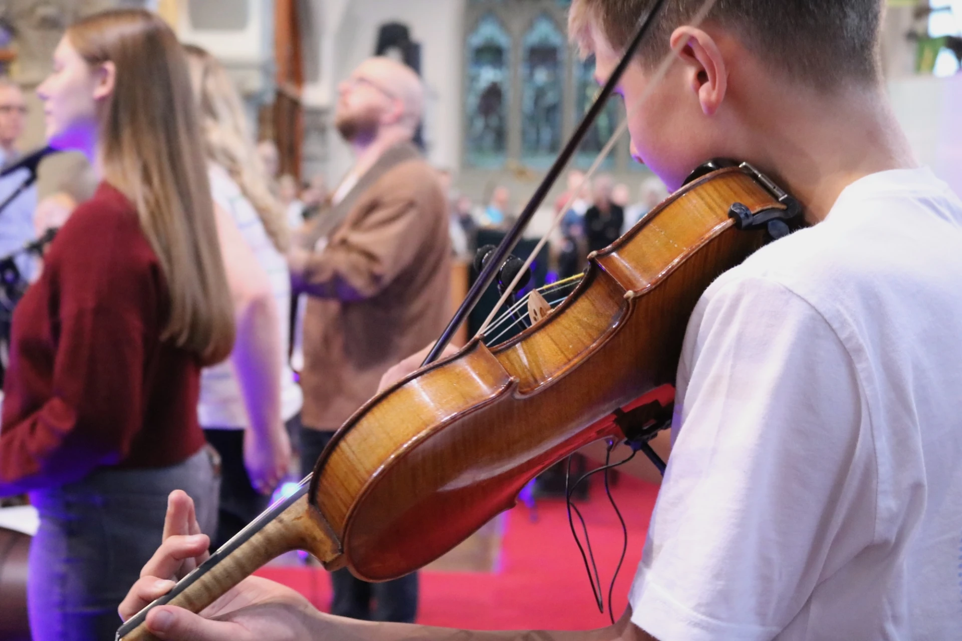 Young musician on the violin
