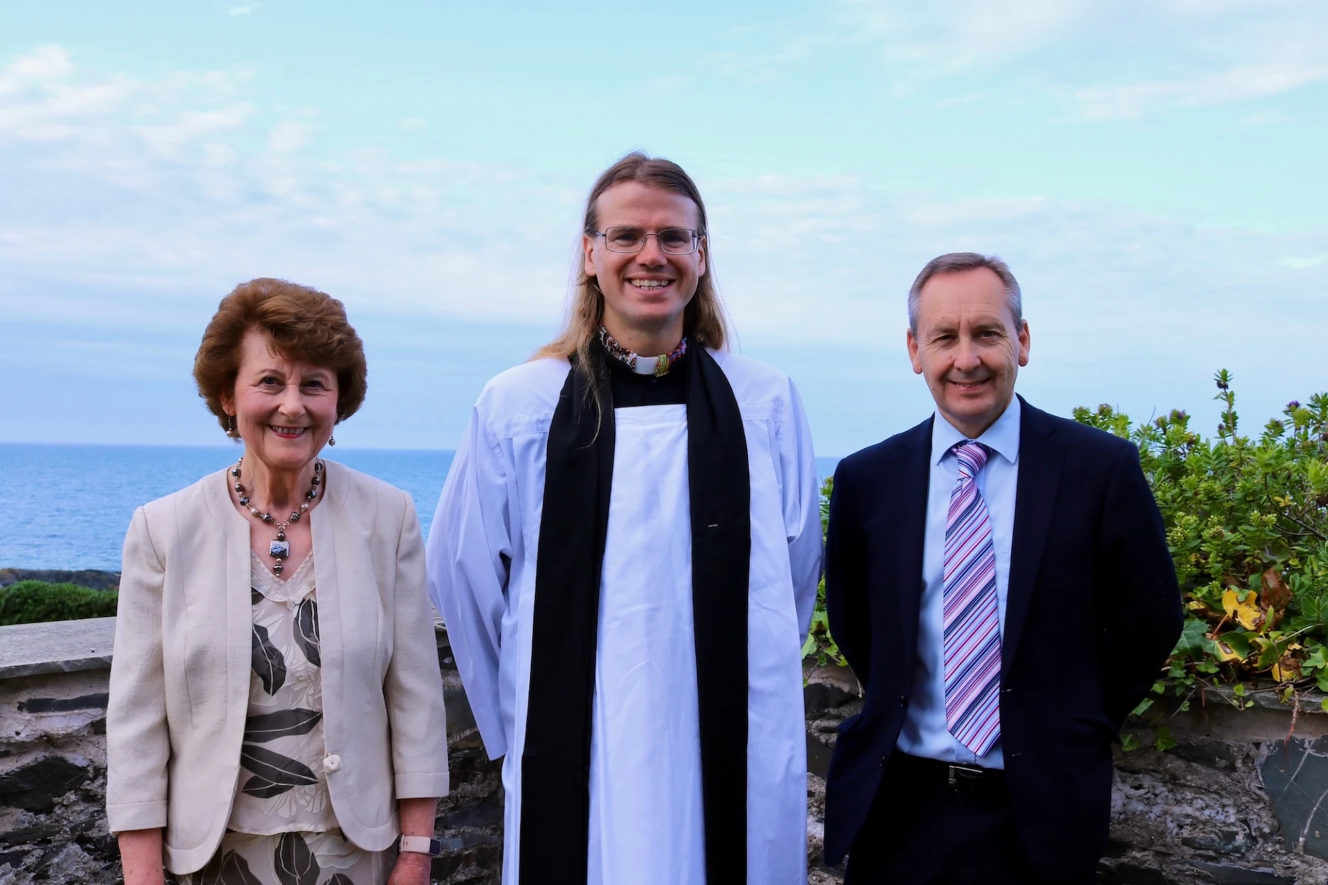 Revd Elliot Swattridge with the Rector's Warden, Zandra Sloan and People's Warden, Gary Keenan